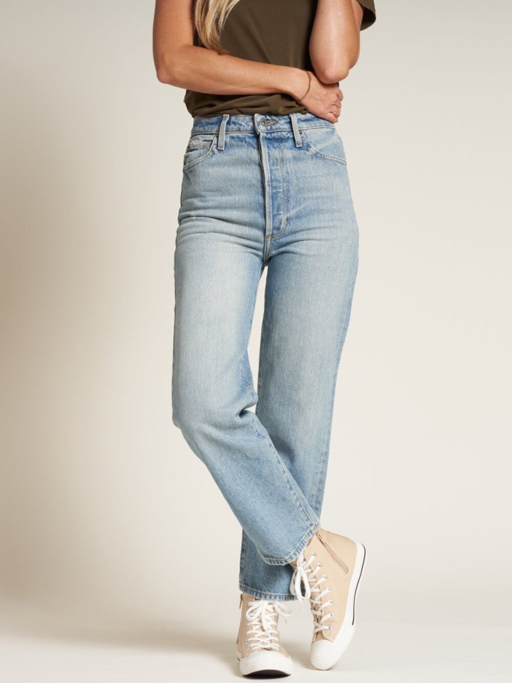 Rowan Hayden High Rise Straight Leg Jeans Light Wash Button Fly 27